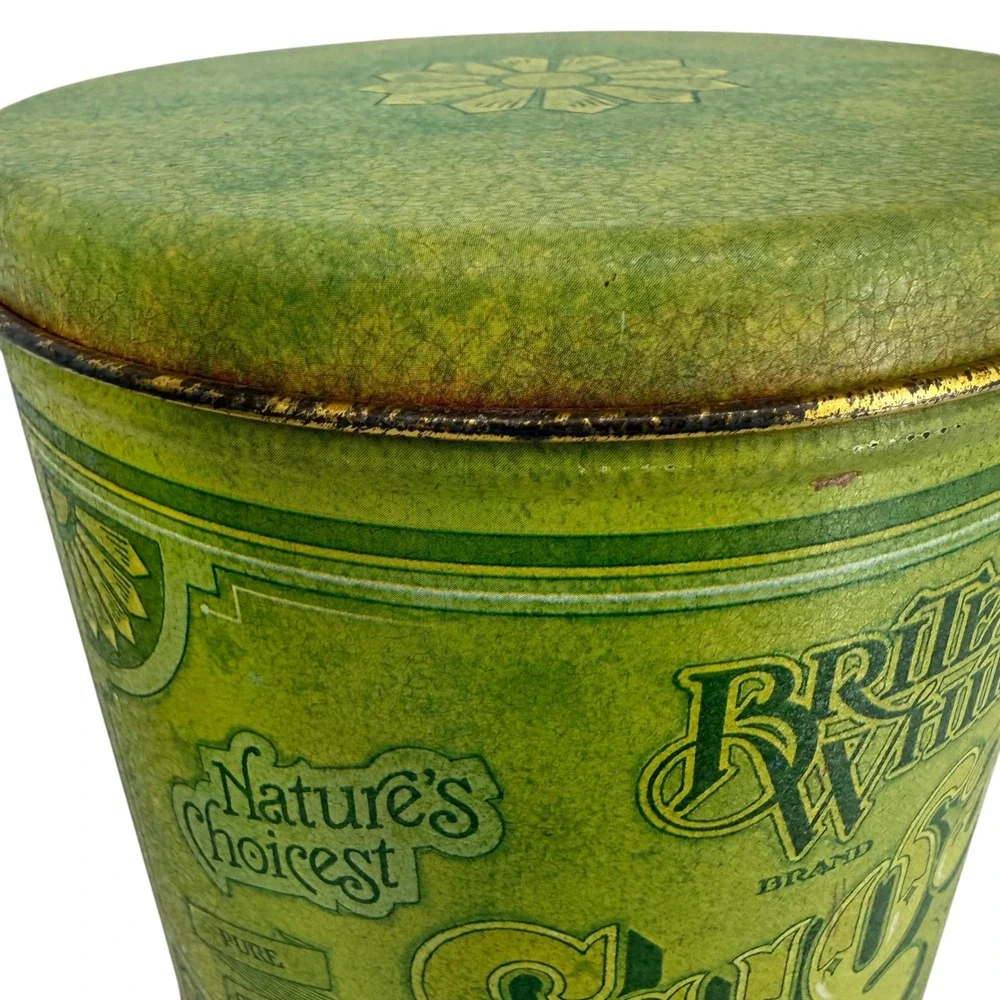 Vintage Ballonoff Flour Sugar Tin Canister Set Green Retro Farmhouse 2 Piece USA